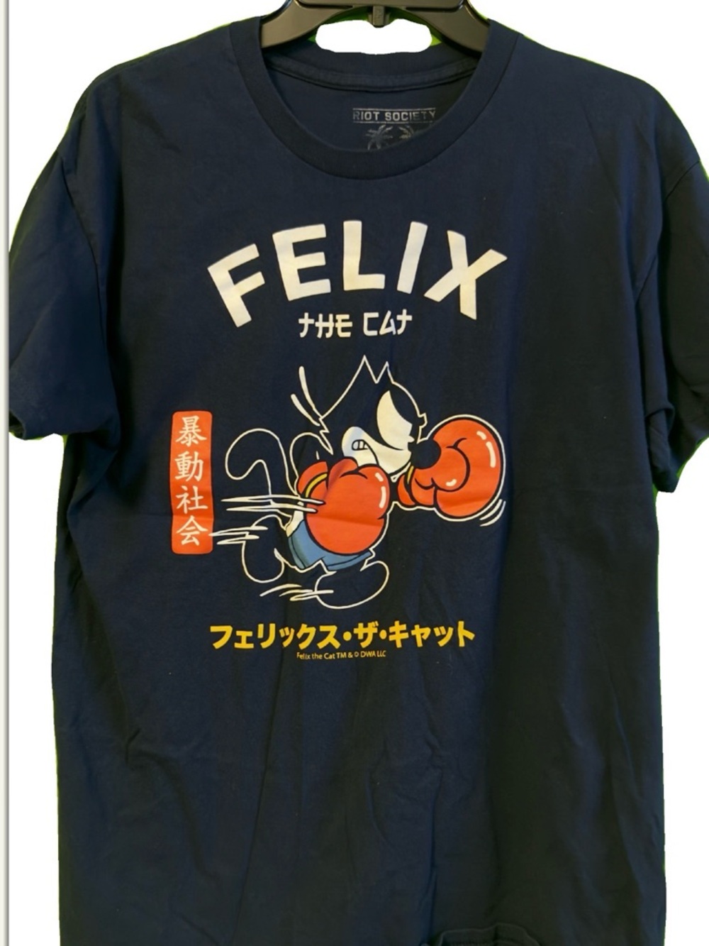 Riot Society Navy Tee with Red Felix Boxing Graphic large